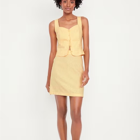 Butter Yellow Button-Up Top and Skirt set - Picture 4 of 9